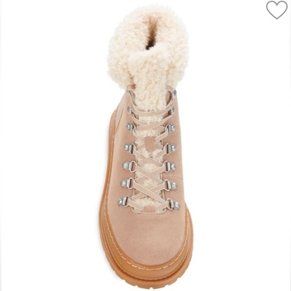 New Splendid Yvonne Suede Combat Boots Lace Up Moto Boot Lug Sole Pink Size 7 - Picture 3 of 17